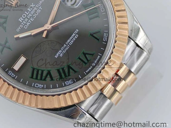 MiroTime 0310 Tailored DateJust 41 126331 SS RG TWF 1:1 Best Edition 904L Steel Gray Dial Green Roman on SS RG Jubilee Bracelet VR 2450